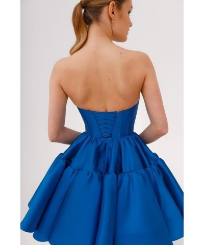 Women's Satin Homecoming Short Dresses Strapless Short Prom Cocktail Dresses for Teens Formal Evening Ball Gowns Royal Blue $...