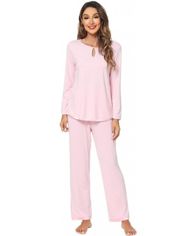 Womens Viscose from Bamboo Pajamas Set Soft Long Sleeve Tops and Pants Sleepwear Lightweight Pj Loungewear S-XXL Style C C-pi...