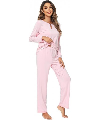 Womens Viscose from Bamboo Pajamas Set Soft Long Sleeve Tops and Pants Sleepwear Lightweight Pj Loungewear S-XXL Style C C-pi...