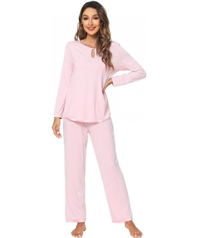 Womens Viscose from Bamboo Pajamas Set Soft Long Sleeve Tops and Pants Sleepwear Lightweight Pj Loungewear S-XXL Style C C-pi...