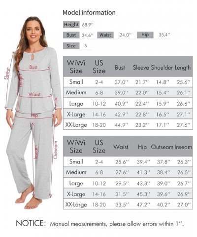 Womens Viscose from Bamboo Pajamas Set Soft Long Sleeve Tops and Pants Sleepwear Lightweight Pj Loungewear S-XXL Style C C-pi...