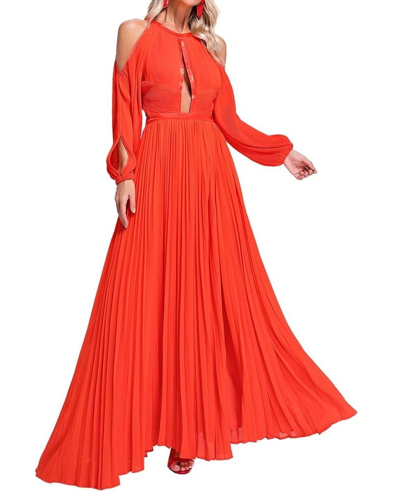 Women's Boho Summer Dress Deep V Neck Chiffon Dress Floral Printed Vacation Maxi Dress Orange01 $69.60 Dresses