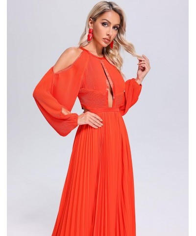 Women's Boho Summer Dress Deep V Neck Chiffon Dress Floral Printed Vacation Maxi Dress Orange01 $69.60 Dresses