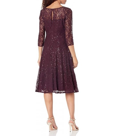 Women's Midi Length Sequin Lace Fit and Flare Dress (Missy Petite) Fig Sequin $55.72 Dresses