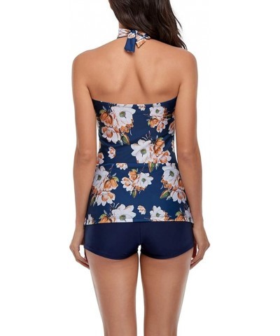 Women's Halter Neck Maternity Tankini Backless V-Neck Top and Boyshort Two Piece Swimwear S-XXL Navy $13.20 Swimsuits