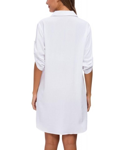 Shirt Dresses for Women 3/4 Sleeve V Neck Oversized Button Down Boyfriend Casual Tunic Dress $15.91 Blouses