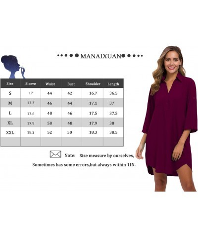 Shirt Dresses for Women 3/4 Sleeve V Neck Oversized Button Down Boyfriend Casual Tunic Dress $15.91 Blouses