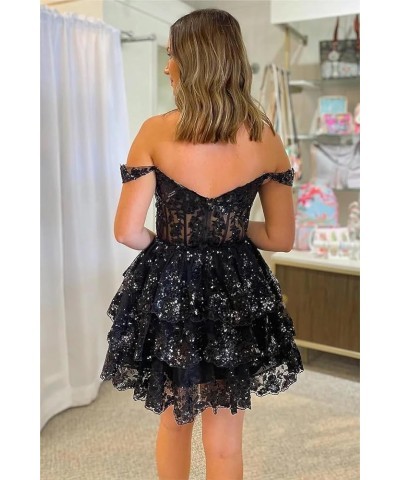 Off The Shoulder Homecoming Dresses Short Sparkly Prom Dress for Teens Tulle Tired Formal Cocktail Gown Champagne $33.65 Dresses