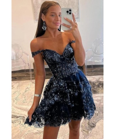 Off The Shoulder Homecoming Dresses Short Sparkly Prom Dress for Teens Tulle Tired Formal Cocktail Gown Champagne $33.65 Dresses