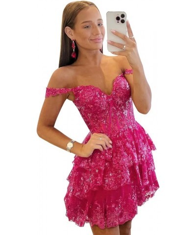 Off The Shoulder Homecoming Dresses Short Sparkly Prom Dress for Teens Tulle Tired Formal Cocktail Gown Champagne $33.65 Dresses