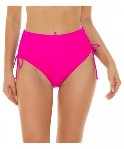 Women's High Waisted Bikini Bottoms Full Coverage Swimsuit Bathing Suit Bottom Adjustable Tie Side Swim Briefs Hot Pink $11.7...