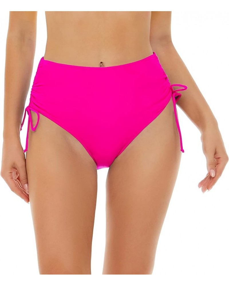 Women's High Waisted Bikini Bottoms Full Coverage Swimsuit Bathing Suit Bottom Adjustable Tie Side Swim Briefs Hot Pink $11.7...