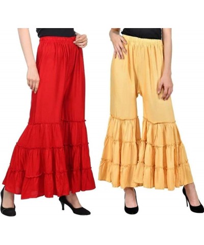 Women's Rayon Flared Garara-Sharara Combo Pack of 2 (Free Size - 28" to 38") Red.beige $34.21 Pants