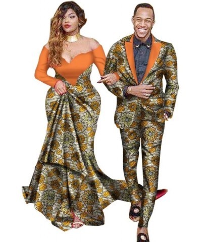 African Couple Clothes for Wedding Print African Mens Suits and African Dresses for Women Dashiki Party Outfits Mens 24fs1492...