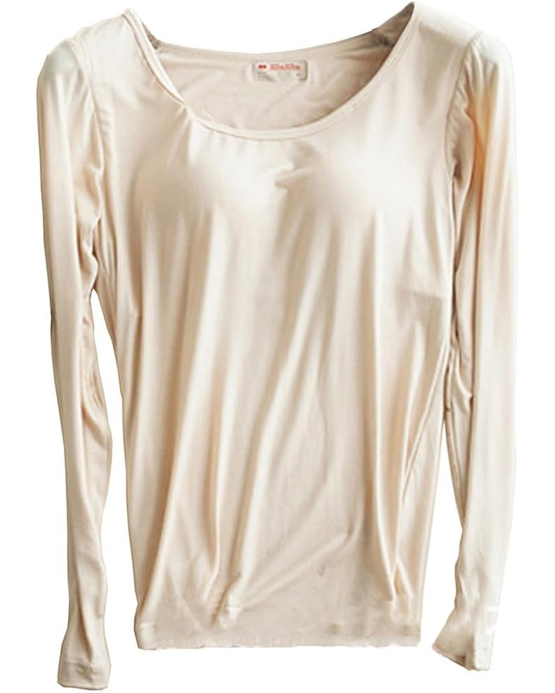 Womens Modal Built-in Bra Padded Yoga Camisole Casual Long Sleeve T-Shirt Beige $13.91 T-Shirts