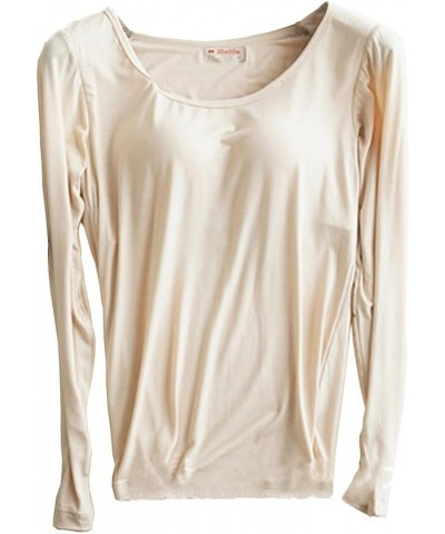 Womens Modal Built-in Bra Padded Yoga Camisole Casual Long Sleeve T-Shirt Beige $13.91 T-Shirts