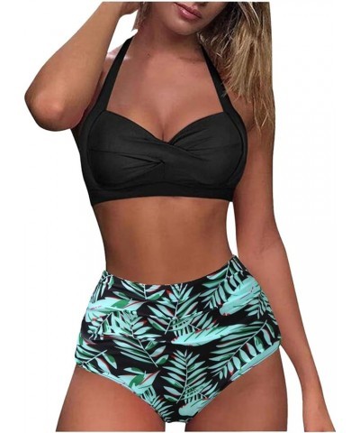 Summer Bikini Sets for Women Twist Front High Waisted Bikini Swimsuits Push Up Floral Printed 2 Piece Bathing Suits 033 $8.94...