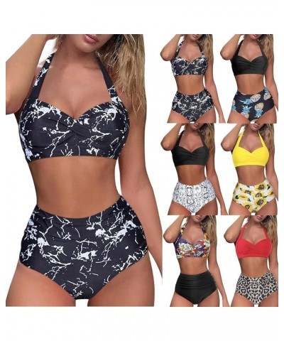 Summer Bikini Sets for Women Twist Front High Waisted Bikini Swimsuits Push Up Floral Printed 2 Piece Bathing Suits 033 $8.94...