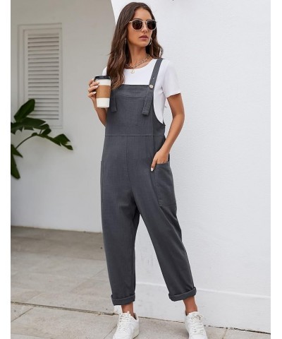 Women's Baggy Comfy Overalls, Casual Cotton Loose Fit Wide Leg Jumpsuits with Pockets Dark Grey $16.79 Overalls