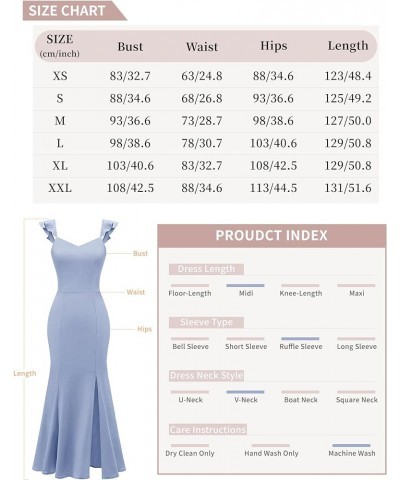 Women's Prom Dress Bodycon Split Backless Tie Casual Cocktail Party with Ruffle Sleeve Bridesmaid Dresses Sky Blue $18.19 Others