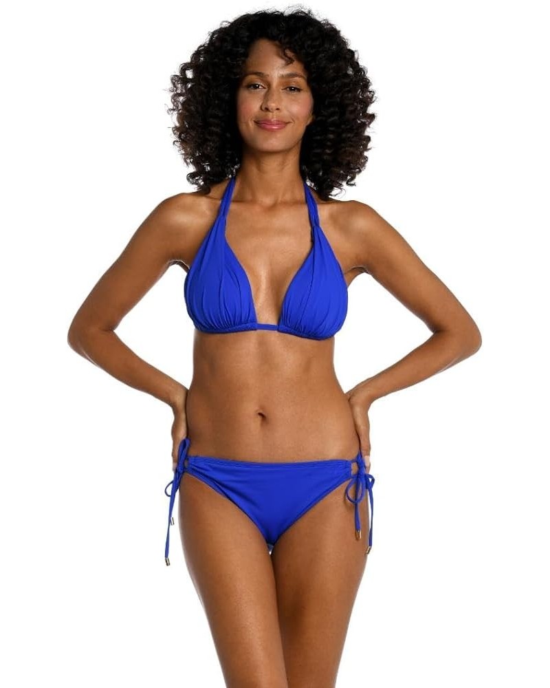 Women's Standard Island Goddess Halter Triangle Swimsuit Top Sapphire $27.69 Swimsuits