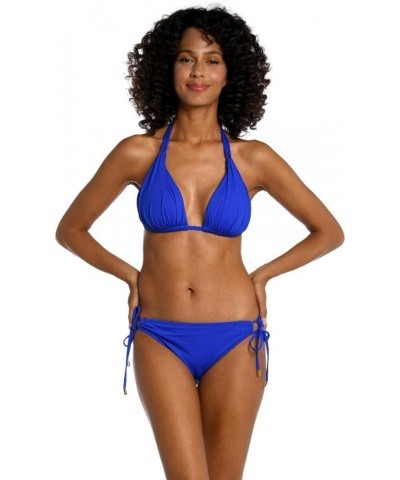 Women's Standard Island Goddess Halter Triangle Swimsuit Top Sapphire $27.69 Swimsuits