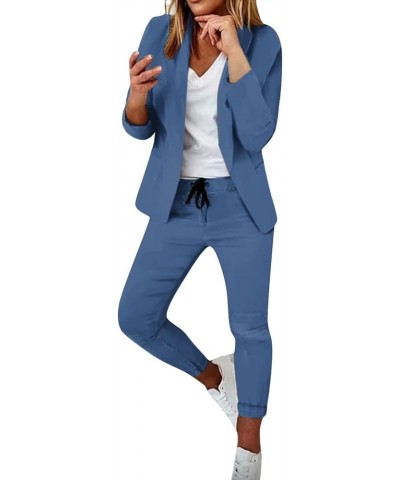 Women's 2 Piece Suit Set Dressy Casual Blazers and Pencil Pants Work Office Long Sleeve Jackets Business Office Sets Blue $8....