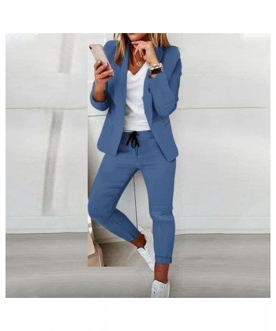 Women's 2 Piece Suit Set Dressy Casual Blazers and Pencil Pants Work Office Long Sleeve Jackets Business Office Sets Blue $8....