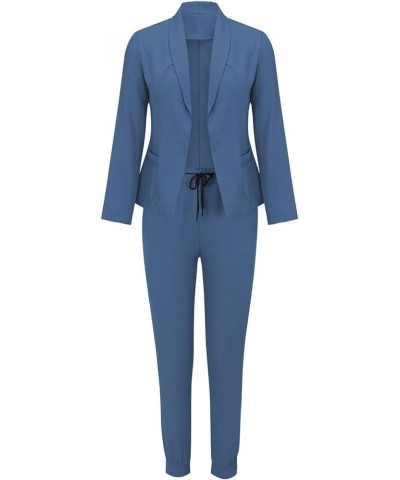 Women's 2 Piece Suit Set Dressy Casual Blazers and Pencil Pants Work Office Long Sleeve Jackets Business Office Sets Blue $8....