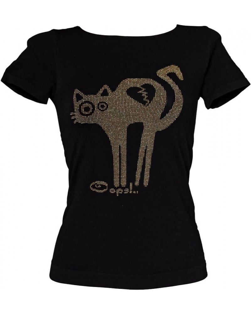 T-Shirt Women's Short Sleeve Microfiber Seamless Made in Italy Black Gold $10.76 T-Shirts