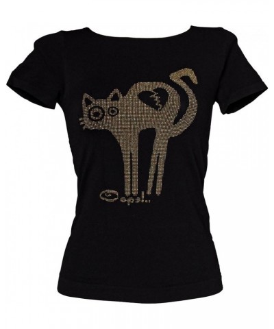 T-Shirt Women's Short Sleeve Microfiber Seamless Made in Italy Black Gold $10.76 T-Shirts