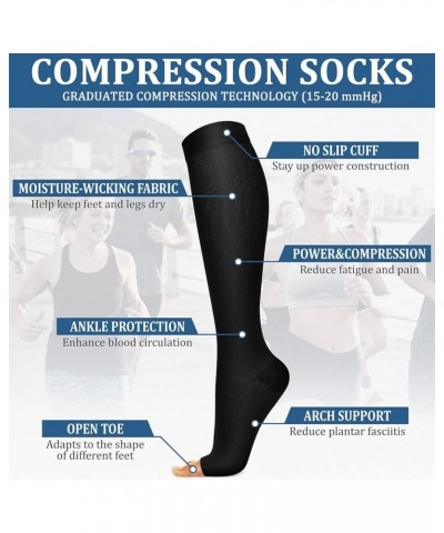 3 Pairs Open Toe Compression Socks 15-20mmHg, Toeless Compression Socks Women 02 Black/White/Beige $9.71 Activewear