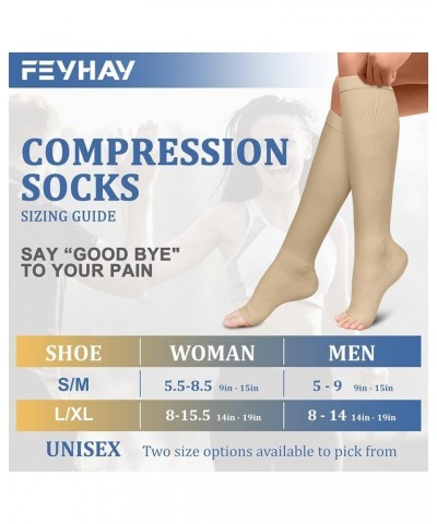 3 Pairs Open Toe Compression Socks 15-20mmHg, Toeless Compression Socks Women 02 Black/White/Beige $9.71 Activewear