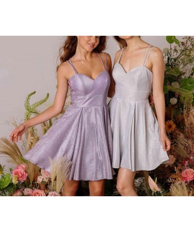 Glitter Homecoming Dresses for Teens Sparkly Satin Short Evening Party Gown Spaghetti Strap Cockati Dress BD715 Sage Green $2...