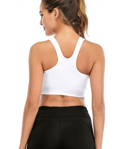 Women's Zip Front Sports Bra Seamless Wirefree Post Surgery Racerback Yoga Bras White $21.92 Lingerie