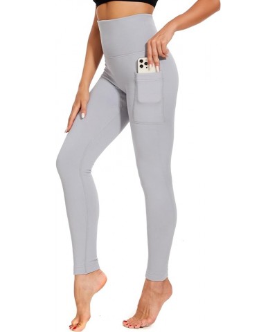 Fleece Lined Leggings for Women Ribbed Thick High Waisted Leggings Winter Warm Tights with Pocket 06light Gray $15.94 Leggings