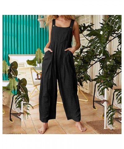 Jumpsuits for Women Dressy Casual Summer Printed Wide Leg Loose Fit Fashion Lounge Rompers Overalls Zly C-black $10.08 Rompers