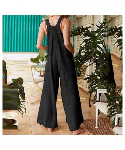 Jumpsuits for Women Dressy Casual Summer Printed Wide Leg Loose Fit Fashion Lounge Rompers Overalls Zly C-black $10.08 Rompers