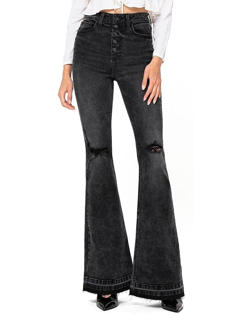 Women's Juniors High Rise Star Denim Flares Black $28.31 Jeans