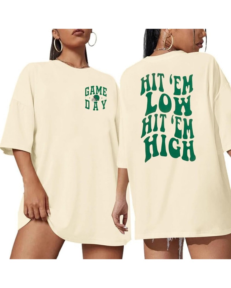 Oversized Game Day Shirts Women Sunday Funday Tshirt Football Season Shirt Casual Short Sleeve Jersey Tops Apricot $8.99 T-Sh...