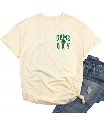 Oversized Game Day Shirts Women Sunday Funday Tshirt Football Season Shirt Casual Short Sleeve Jersey Tops Apricot $8.99 T-Sh...