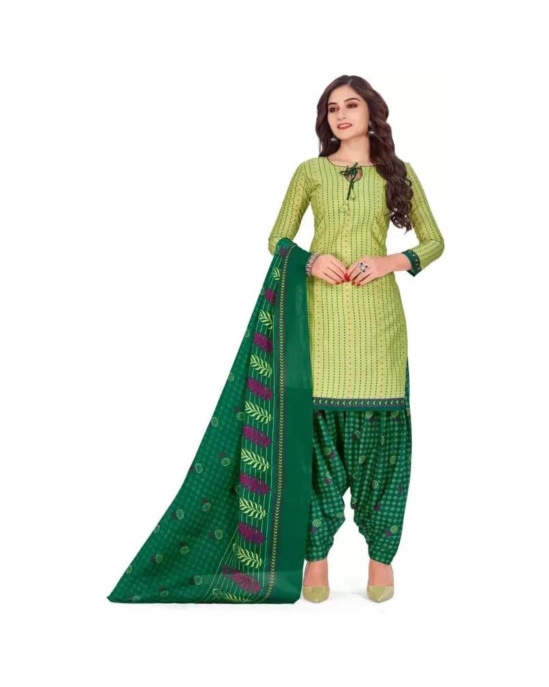 Readymade New Patiala Punjabi Salwar Suit of Crepe Fabric with Chiffon Dupatta for Women Green-29 $21.48 Suits