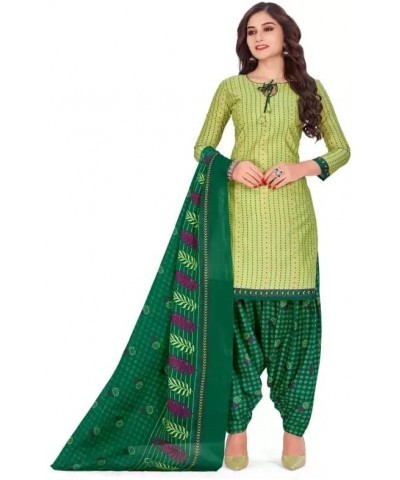 Readymade New Patiala Punjabi Salwar Suit of Crepe Fabric with Chiffon Dupatta for Women Green-29 $21.48 Suits