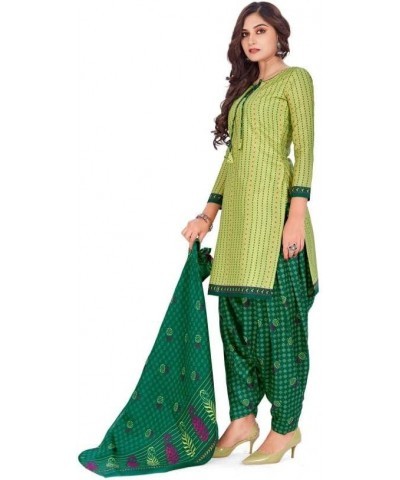 Readymade New Patiala Punjabi Salwar Suit of Crepe Fabric with Chiffon Dupatta for Women Green-29 $21.48 Suits