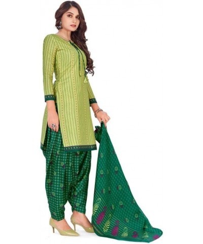 Readymade New Patiala Punjabi Salwar Suit of Crepe Fabric with Chiffon Dupatta for Women Green-29 $21.48 Suits