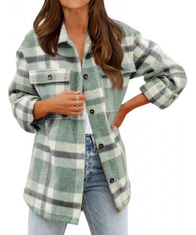 Women's Long Sleeve Button Down Jackets Plaid Flannel Shirts Tops Casual Lapel V Neck Oversized Shackets Blouses Top Plaid Gr...