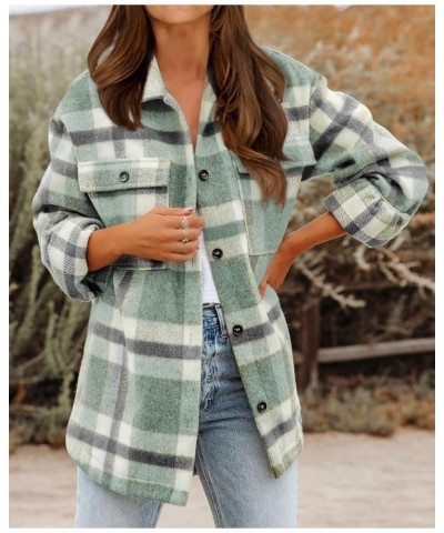 Women's Long Sleeve Button Down Jackets Plaid Flannel Shirts Tops Casual Lapel V Neck Oversized Shackets Blouses Top Plaid Gr...