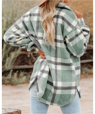 Women's Long Sleeve Button Down Jackets Plaid Flannel Shirts Tops Casual Lapel V Neck Oversized Shackets Blouses Top Plaid Gr...