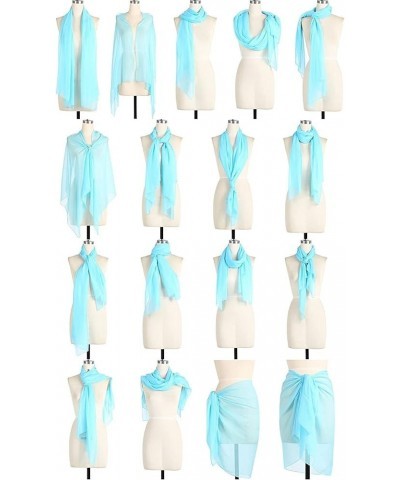 Women's Long Chiffon Shawl Scarf Accessory for Prom Evening Dress Beach Wrap Sky Blue $8.09 Dresses