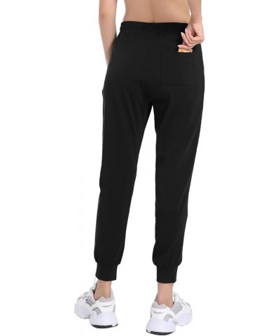 Women's Cotton Jogger Sweat Pants with Pockets Lightweight Tapered Track Sweatpants for Running Yoga Lounge Black $14.00 Acti...